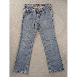 Vintage Tommy Jeans Jeans Womens 7 Blue Straight Leg Denim Y2K Flag Logo 2000s
